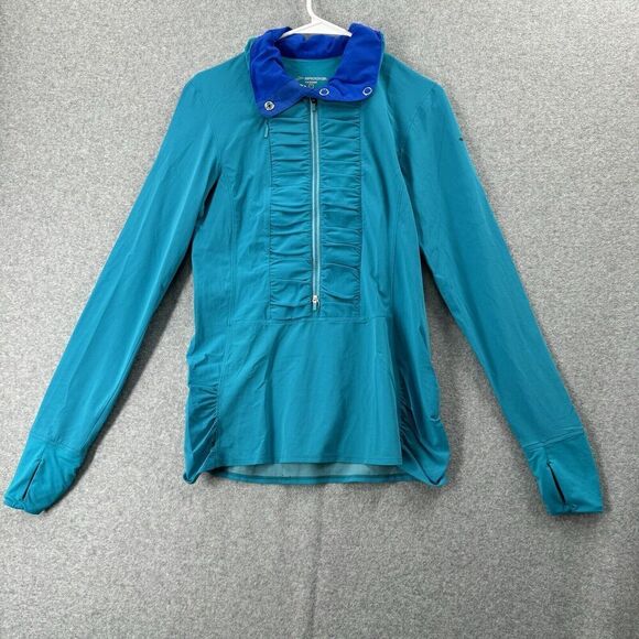 BROOKS Equilibrium Top Women’s Medium Vented Long Sleeve Running 1/2 Zip Blue - Picture 1 of 14